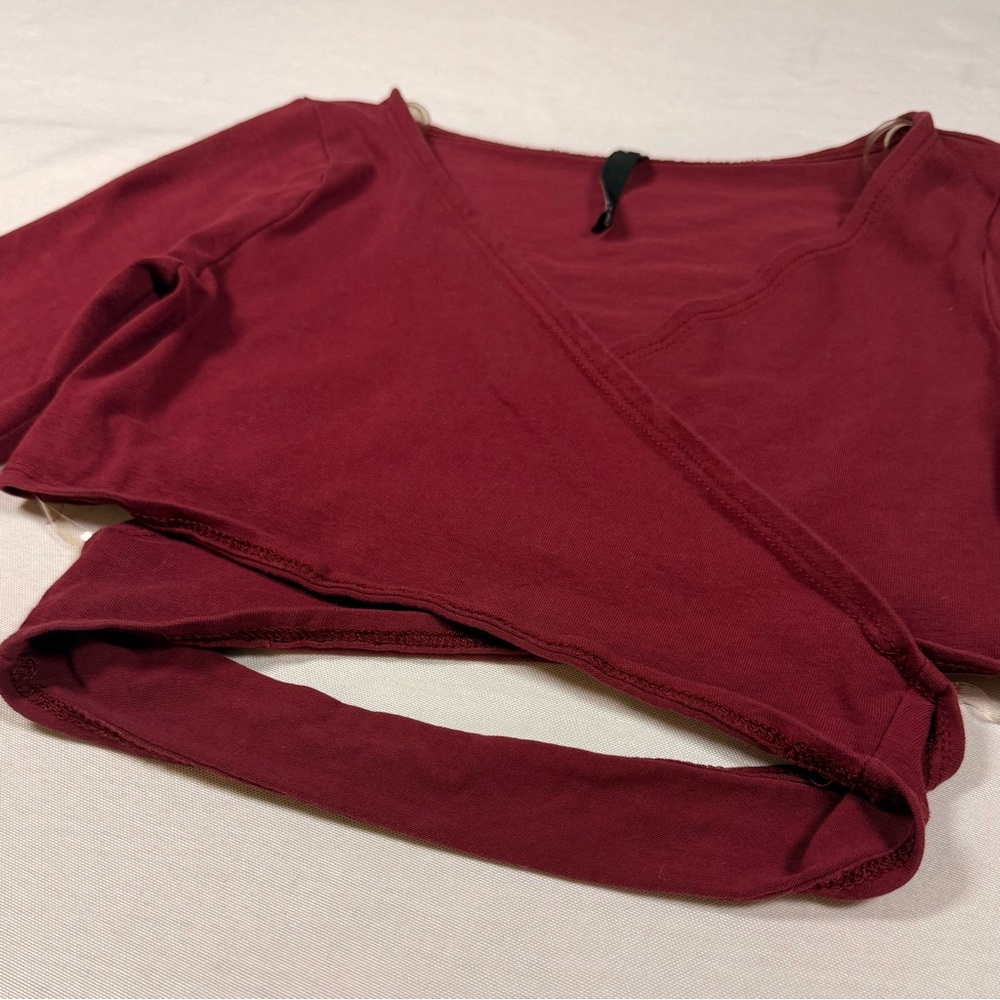 Love Culture Burgundy Wrap Crop Top - Picture 3 of 10